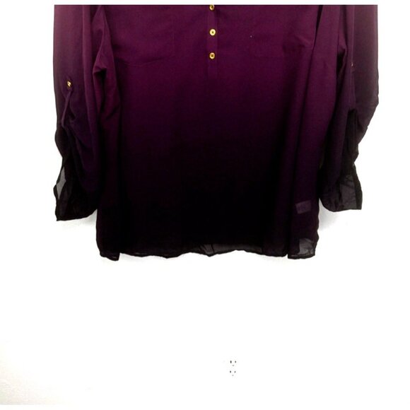 db established 1962 Purple Ombré Chiffon Blouse With Tank Roll Tab Sleeves 3X - Picture 3 of 12